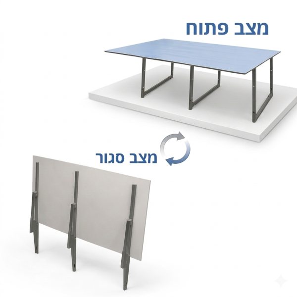 ספסל הלבשה מתקפל נירוסטה משולב HPL מידות 70*120