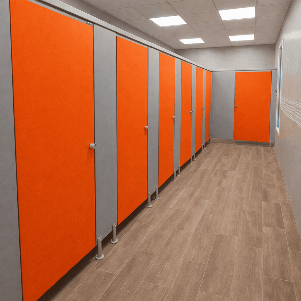 תא שירותים משולב צבעים-צבע כתום עם אפור בהיר,פרזול אפור