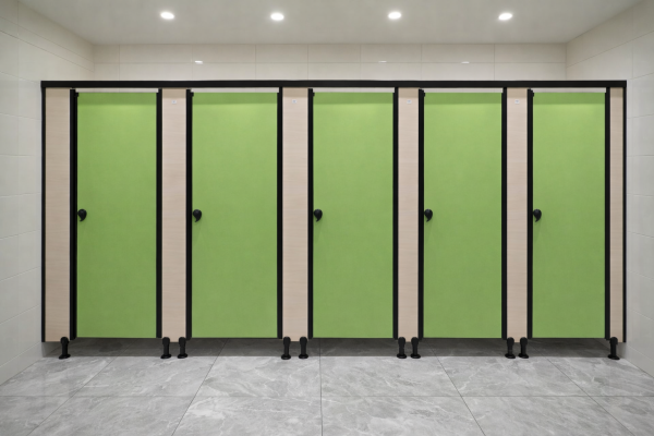 תאי שירותים-ירוק תפוח משולב מייפל מולבן , פרזול שחור