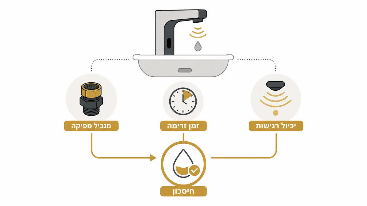 ברז חיישן אוטומטי בשירותים ציבוריים וחיסכון במים