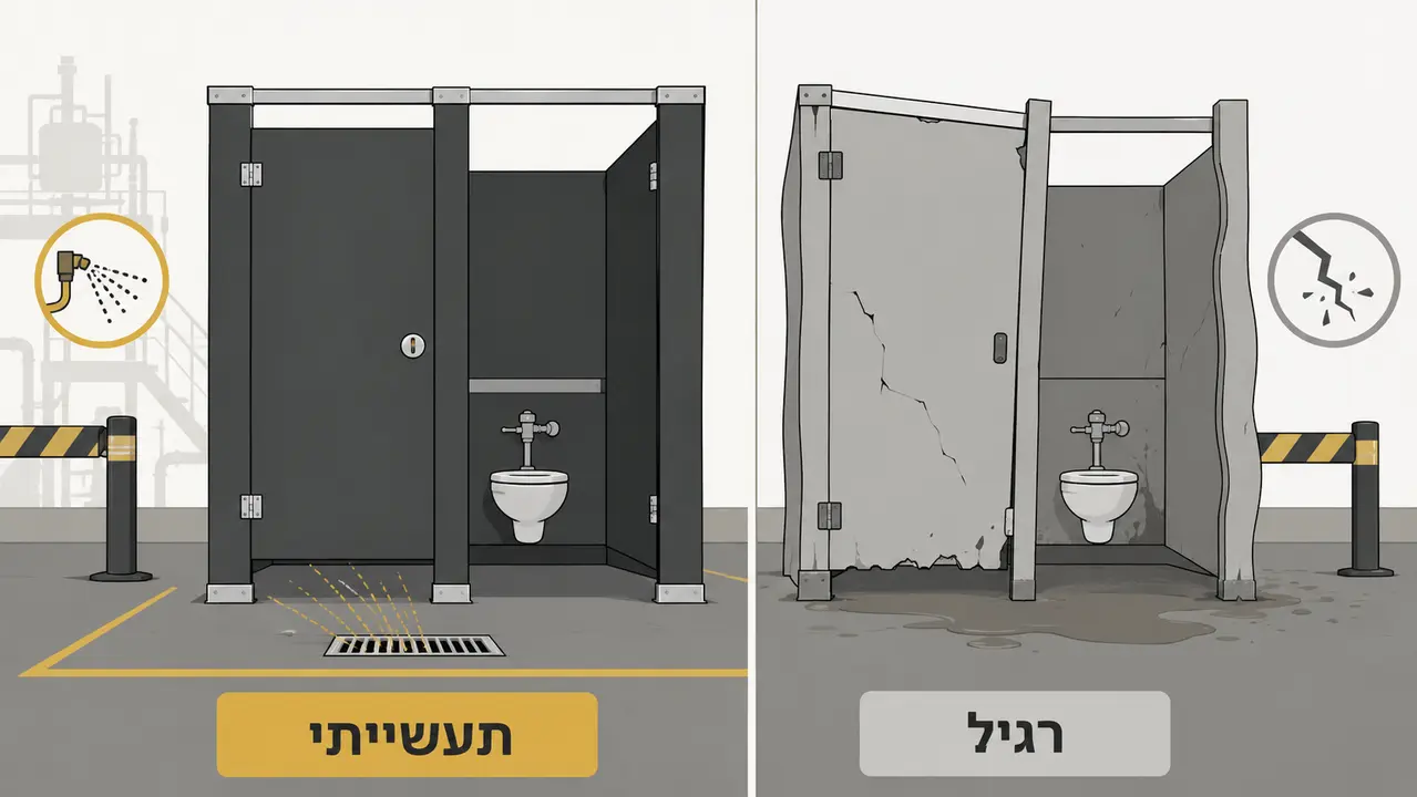‏פתרונות טרסטאר לעיצוב תאי שירותים למפעל וסביבת העבודה