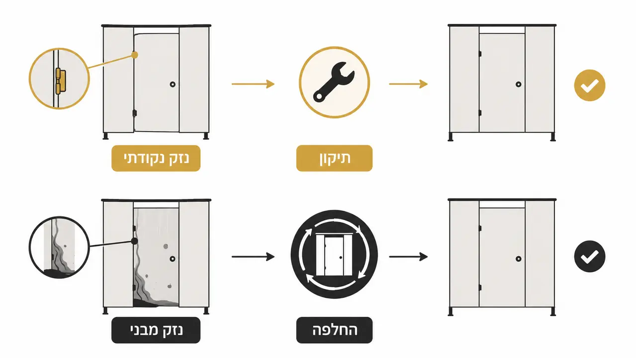 השוואה בין תא תקרה-רצפה למערכת פתוחה בתאי שירותים