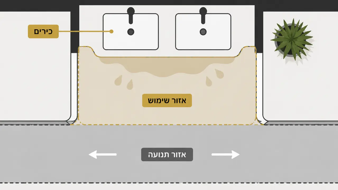 תכנון יעיל של כיורים ואזור נטילת ידיים