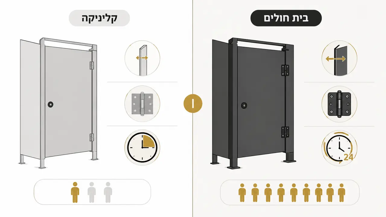 פרזול מוסדי עמיד לקורוזיה בתא שירותים