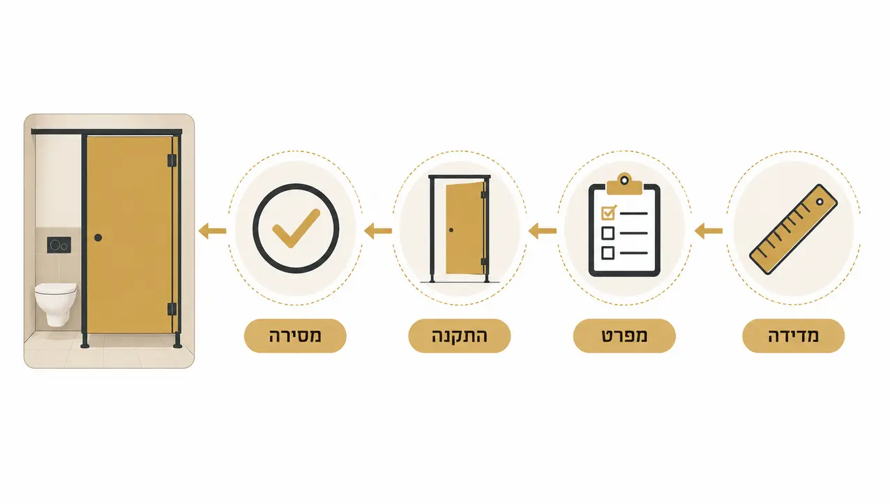 תהליך עבודה משלב מדידה ותכנון ועד מסירת תאי השירותים