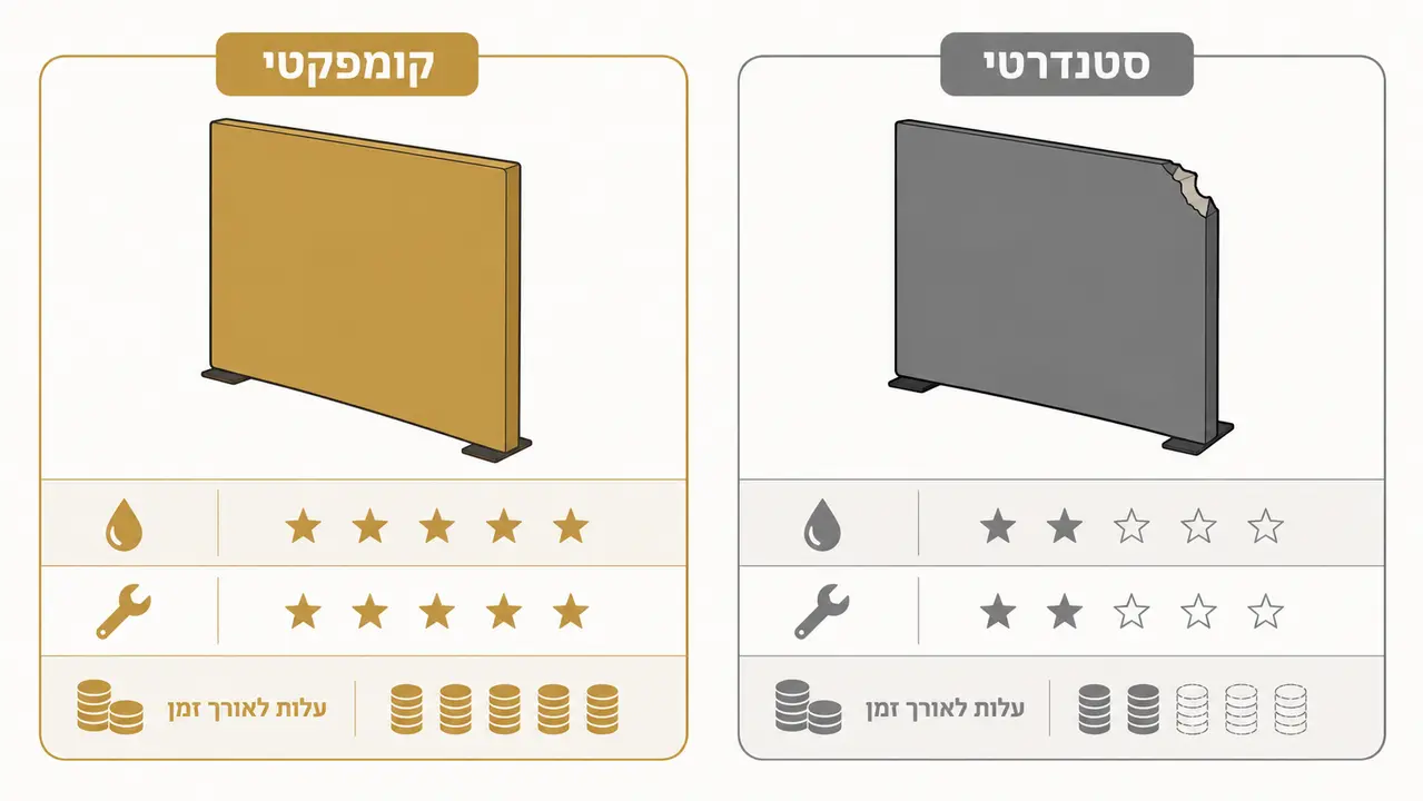 הבדל בין תאי שירותים קומפקטיים לתאי שירותים סטנדרטיים לעסקים