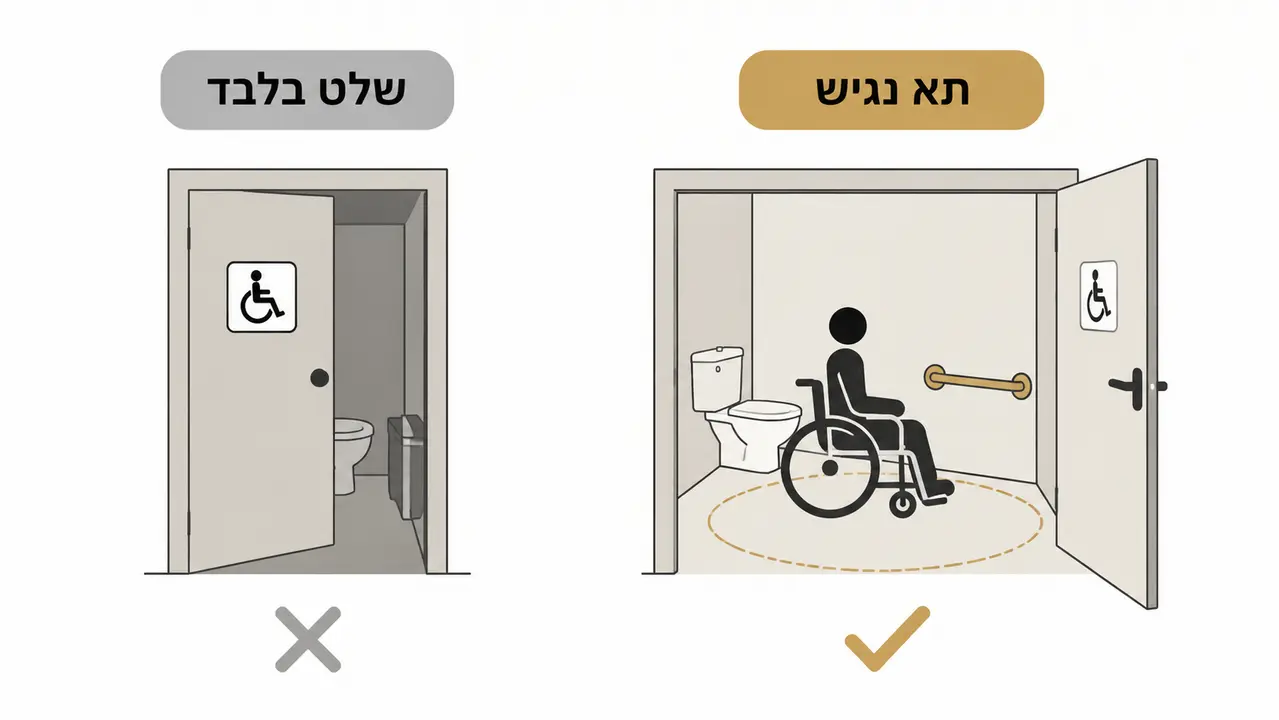 אביזרי היגיינה ומאחזים בתוך תא שירותים נגיש