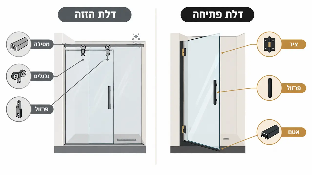 דלת הזזה או דלת פתיחה בחדר מלון