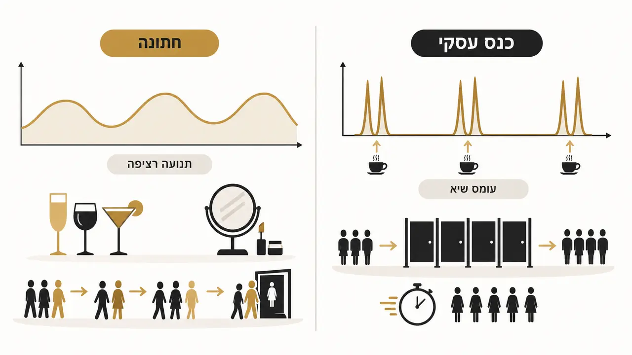 תאי שירותים לאולם כנסים המיועדים לפרצי שימוש קצרים