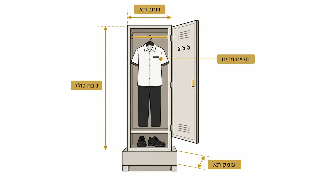 מידות לוקר נוחות ומעשיות לעובד מלון בחדר הלבשה